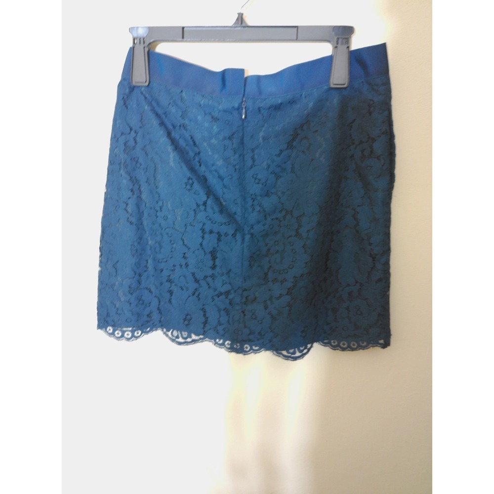 Joe Fresh Lace Mini Skirt Womens 4 Teal Blue Vtg Inspo Scalloped Hem Romantic